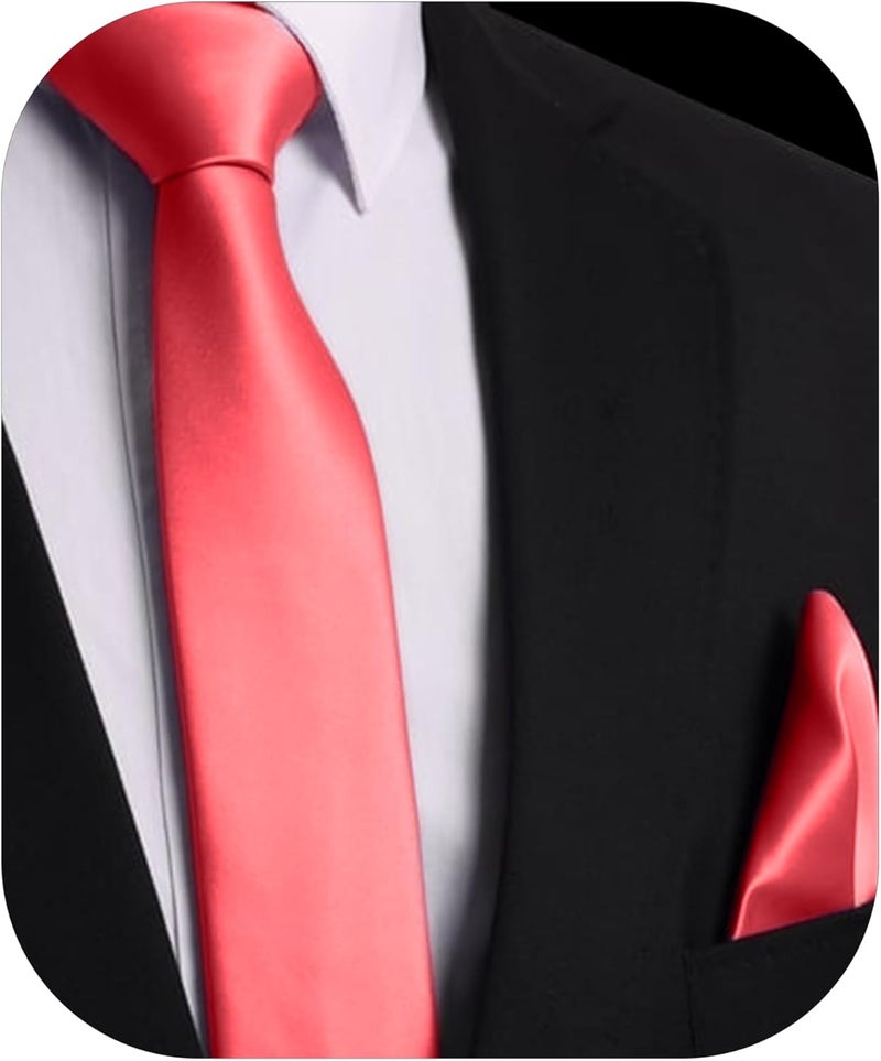 Trilece Ties for Men - Mens Solid Color Formal Necktie and Pocket Square Sets - Image 1